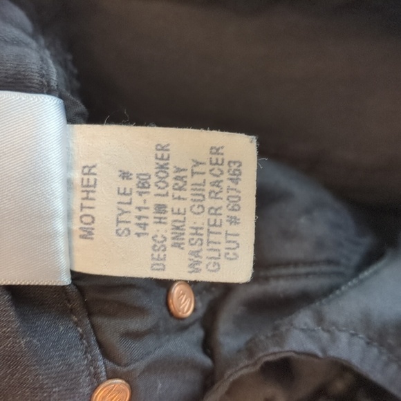 Mother HighWaist looker Ankle fray Black Skinny Jeans In guilty Glitter Racer 28 - Picture 10 of 12